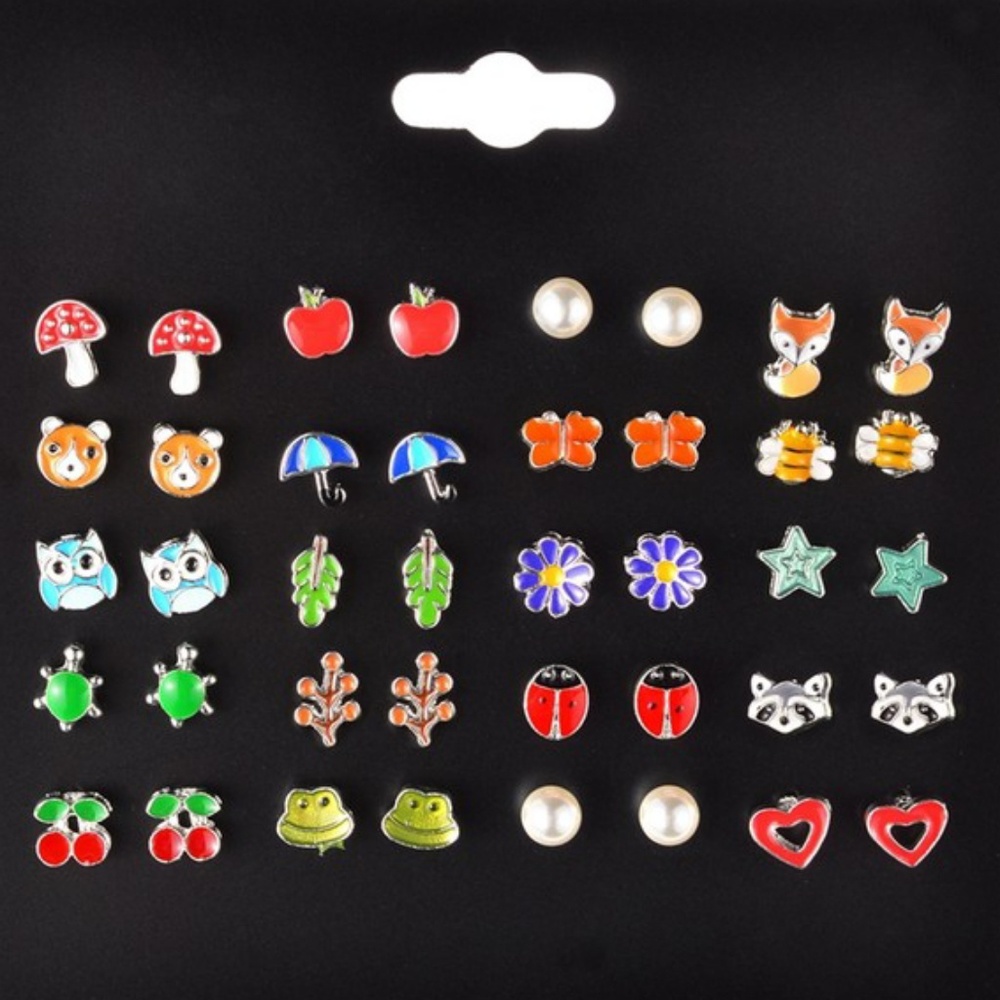 Girls Earrings 20 pairs - Picture 1 of 8